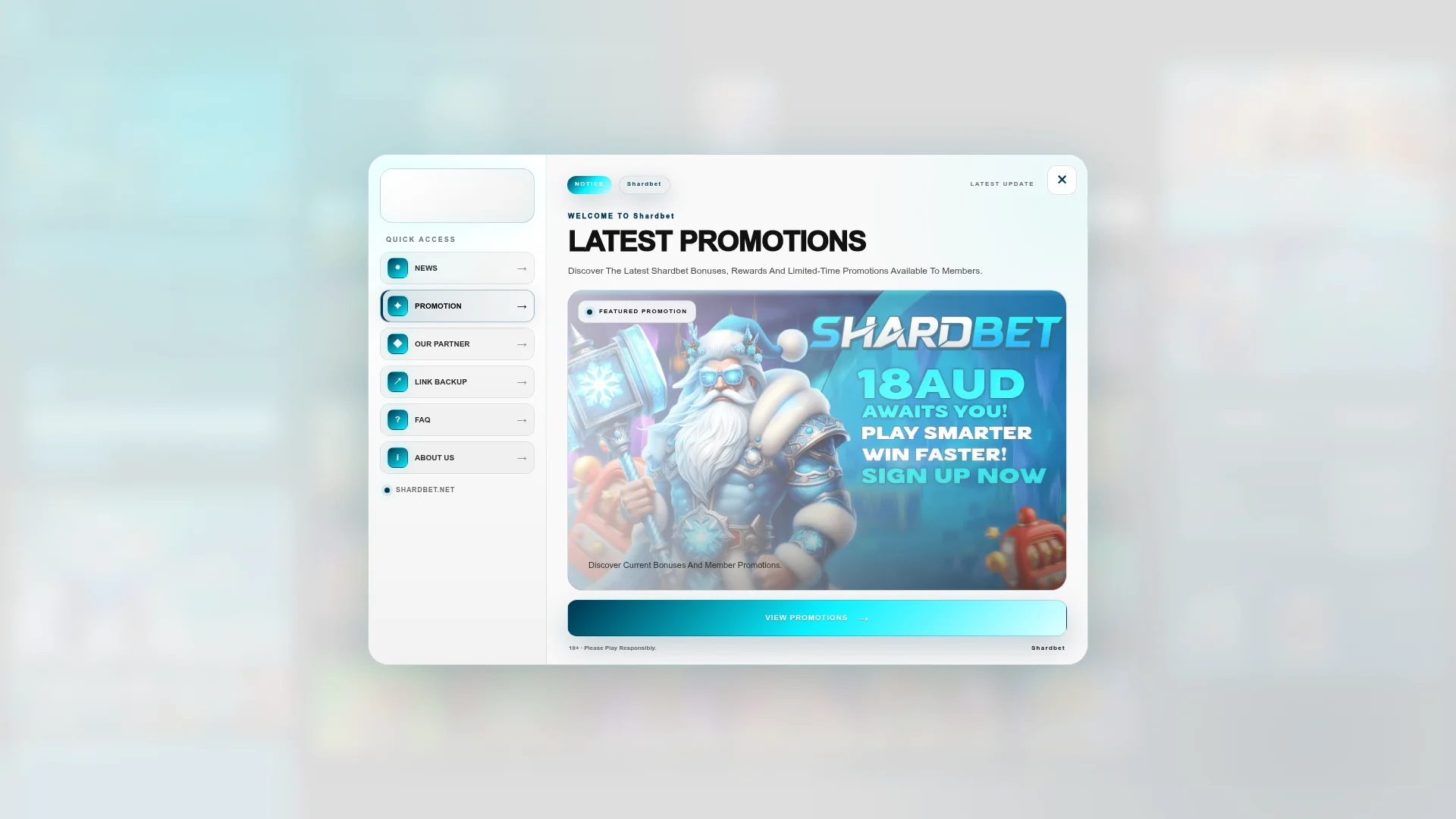 Shardbet Casino desktop view